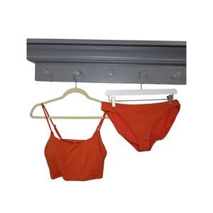 ROXY Tank Top and Hipster Bottom 2 Piece Swim Set Bikini Womens Size Large Red